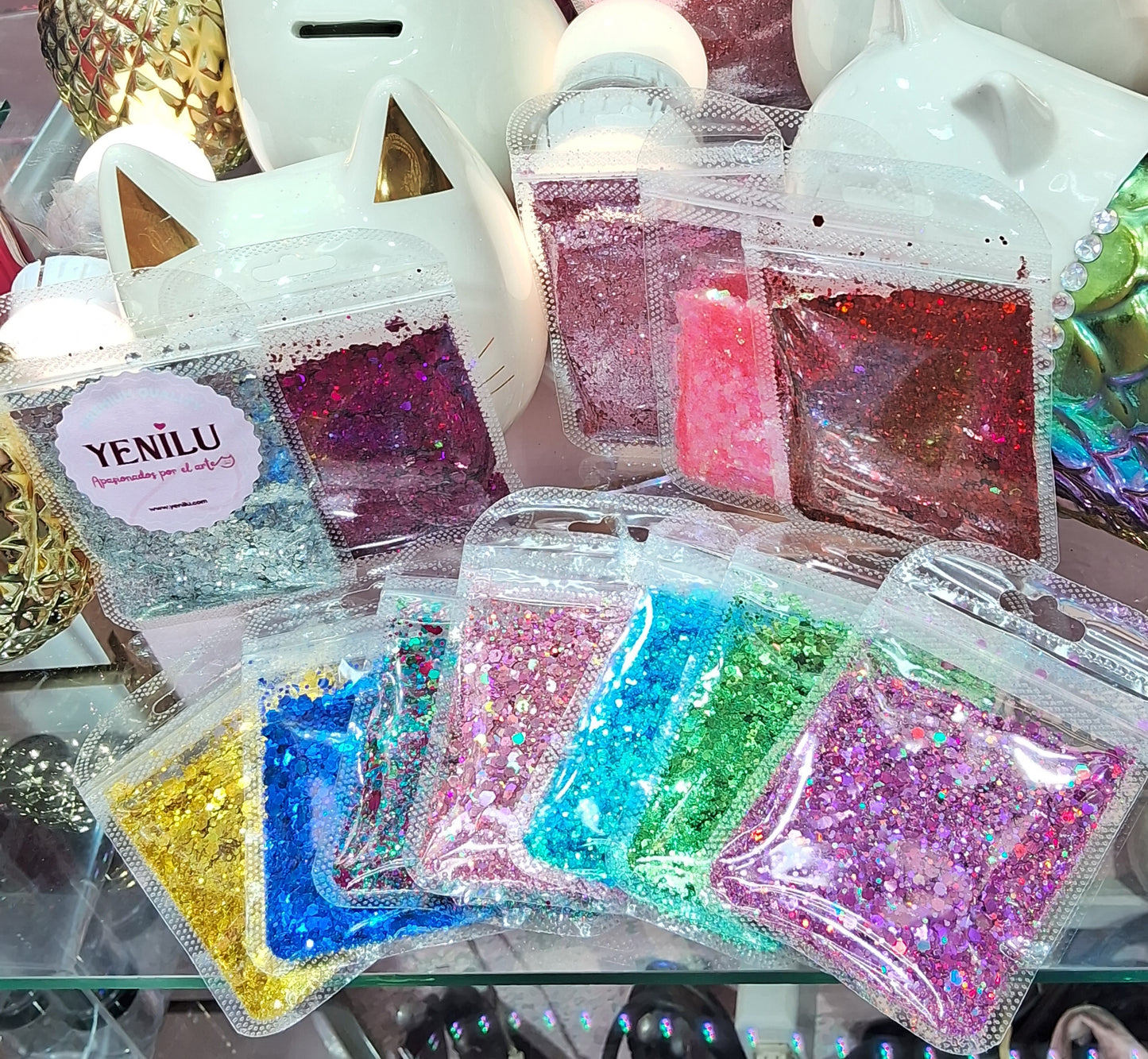 00389sku- Set de 12 Sachets Glitter Sirena (3gr c/u)
