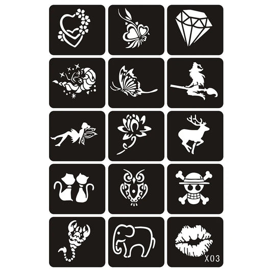 00378sku- Plancha de 15 stickers para Glitter Tattoo ✨️